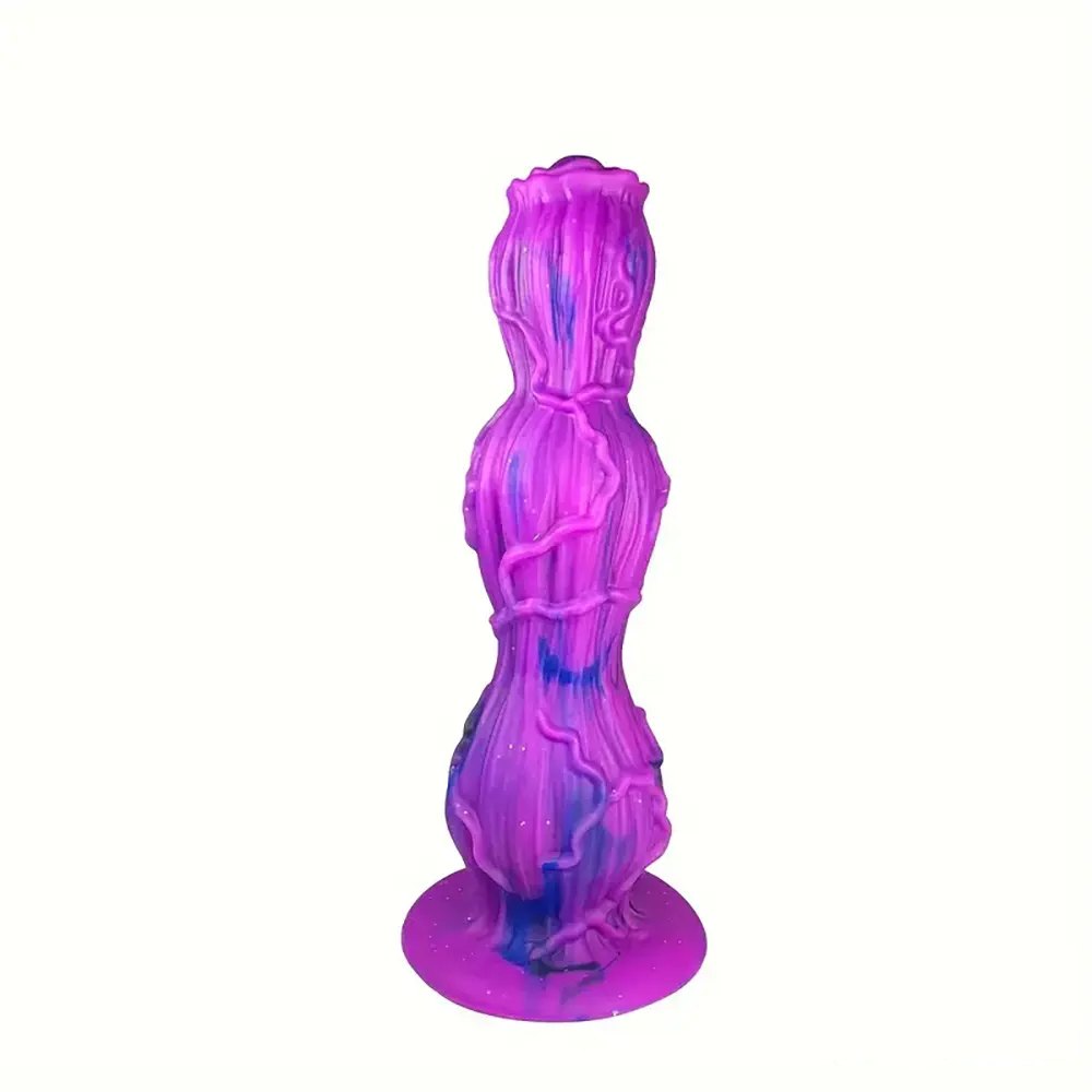Purple and blue marbled fantasy dildo, photo 1