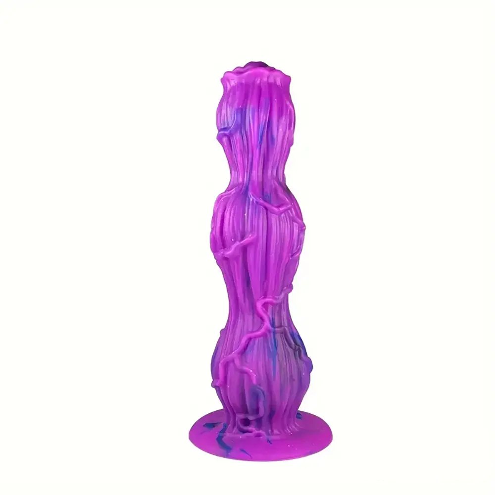 Purple and blue marbled fantasy dildo, photo 2
