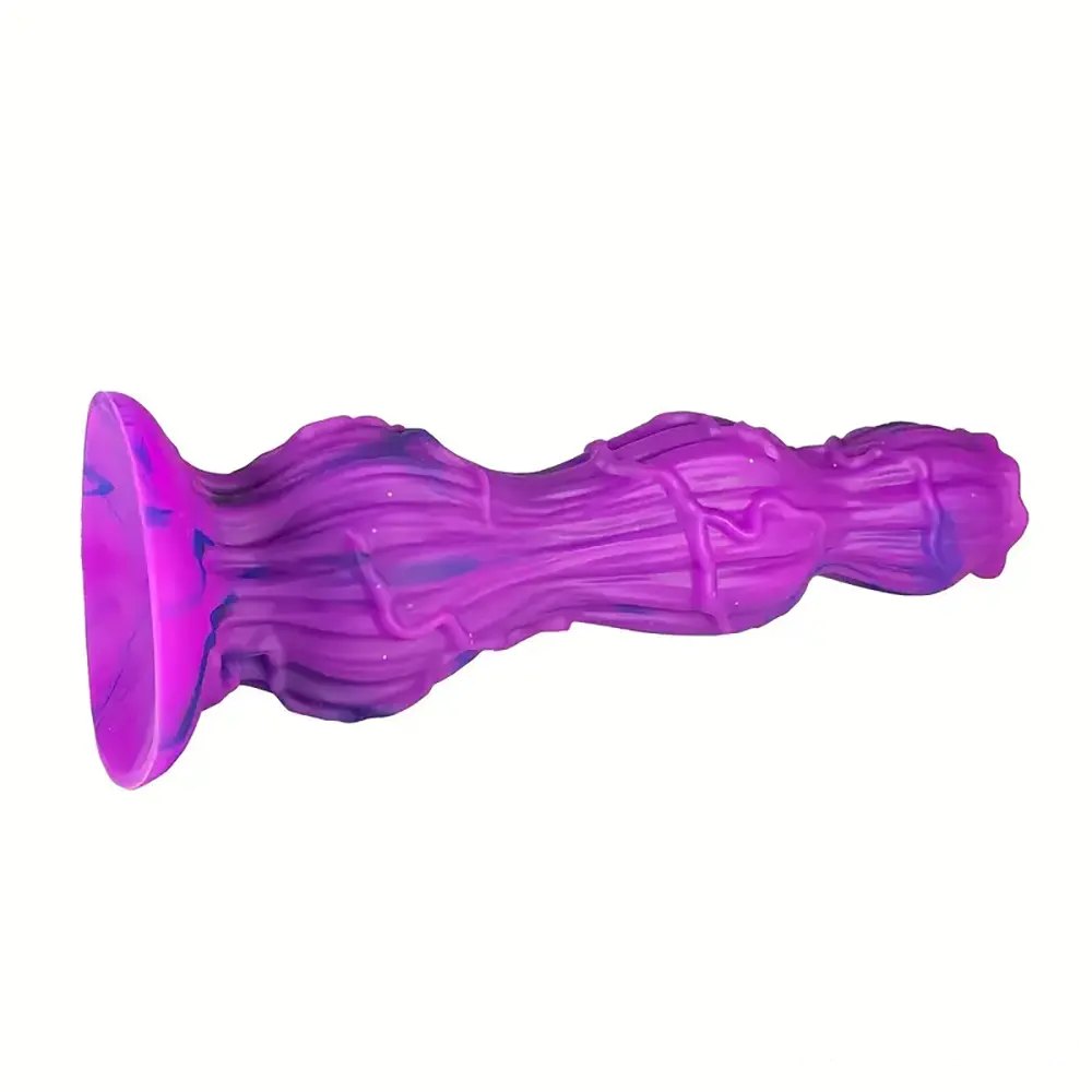 Purple and blue marbled fantasy dildo, photo 3