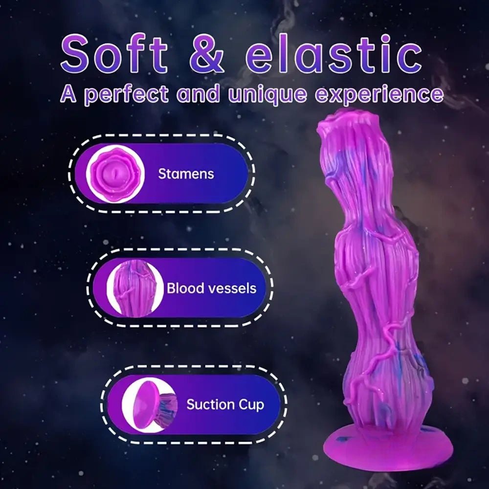 Purple and blue marbled fantasy dildo, photo 5