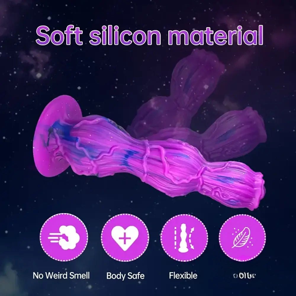 Purple and blue marbled fantasy dildo, photo 6