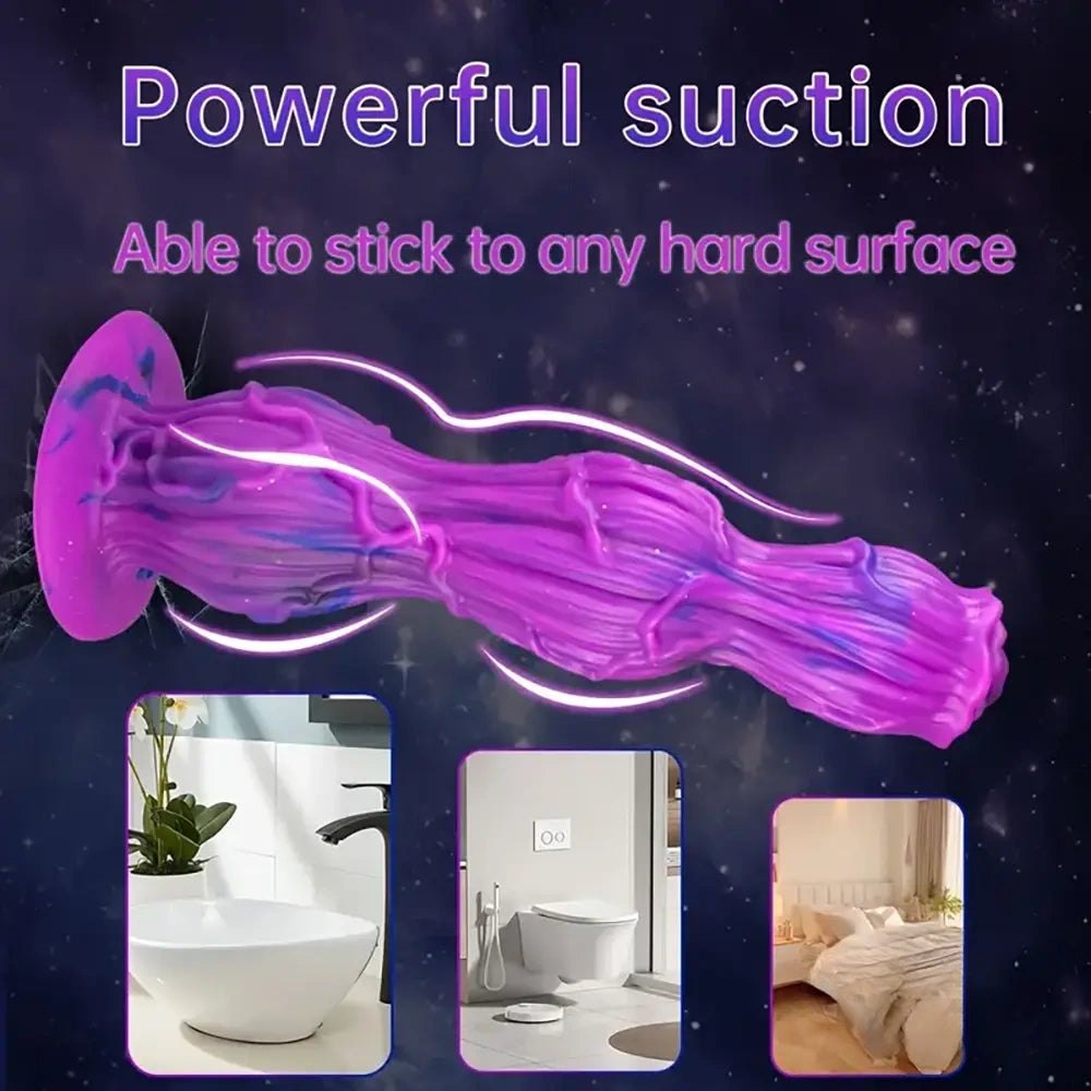 Purple and blue marbled fantasy dildo, photo 7
