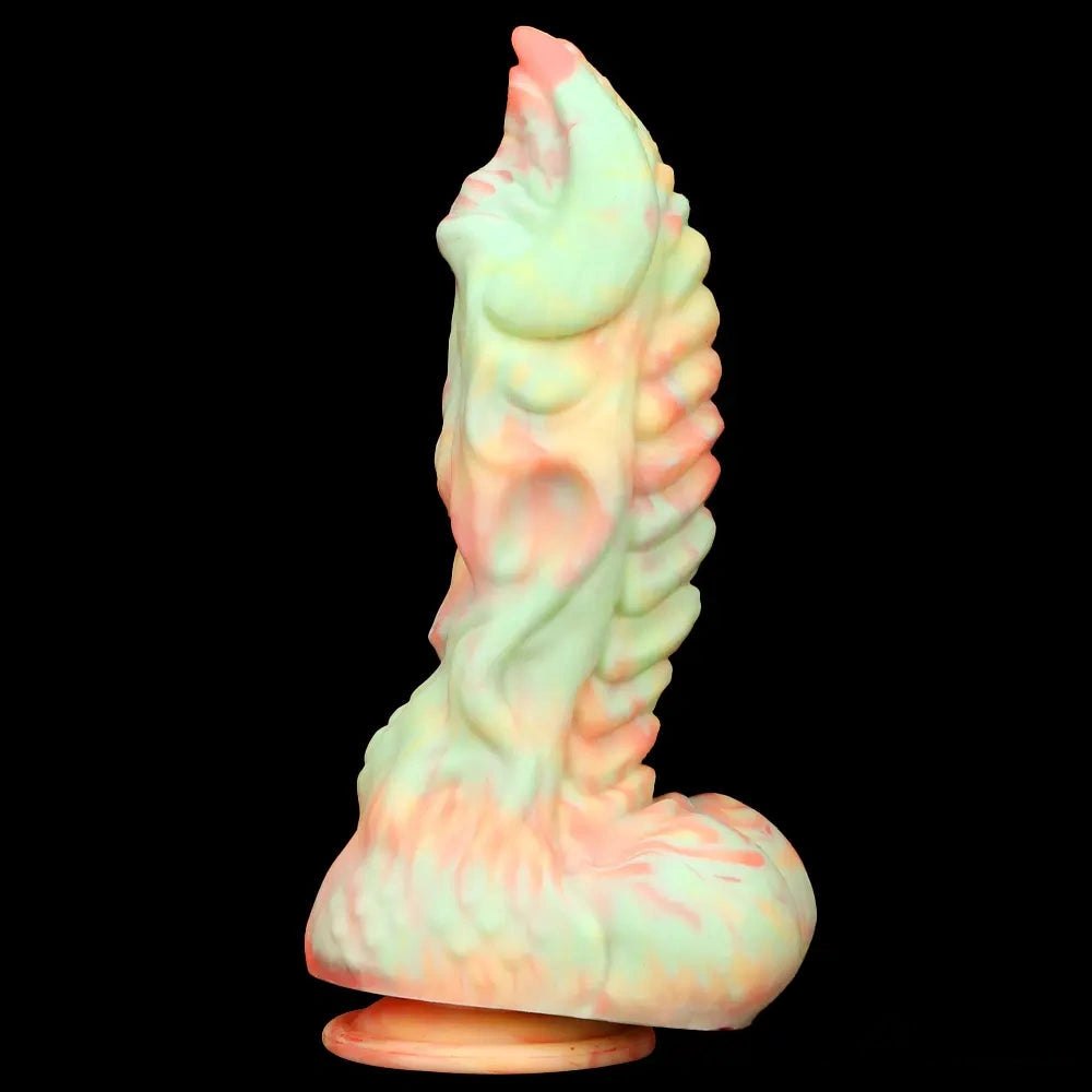 Marbled multi-color ridged fantasy silicone dildo, photo 7