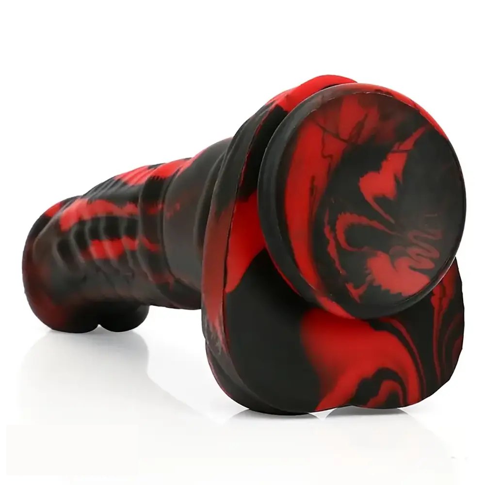 Black and red marbled horse-style animal dildo, photo 7