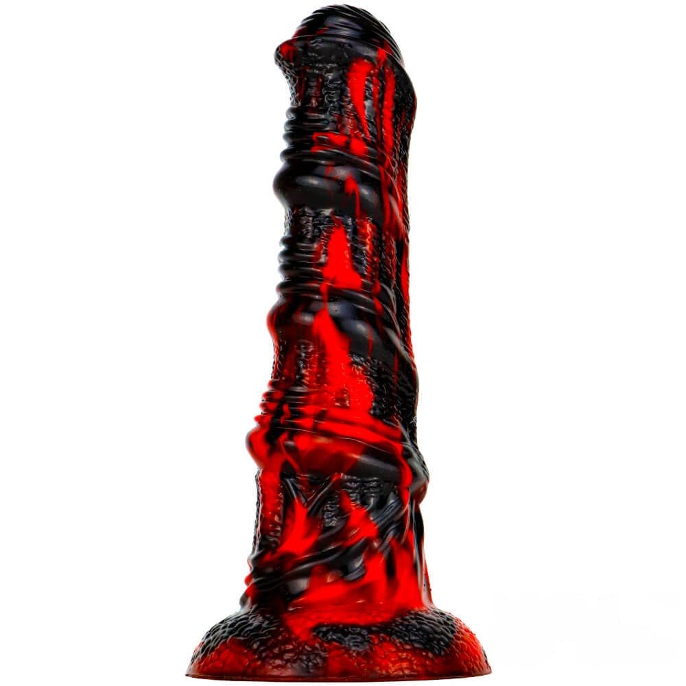 Red and black marbled horse-style dildo, photo 1