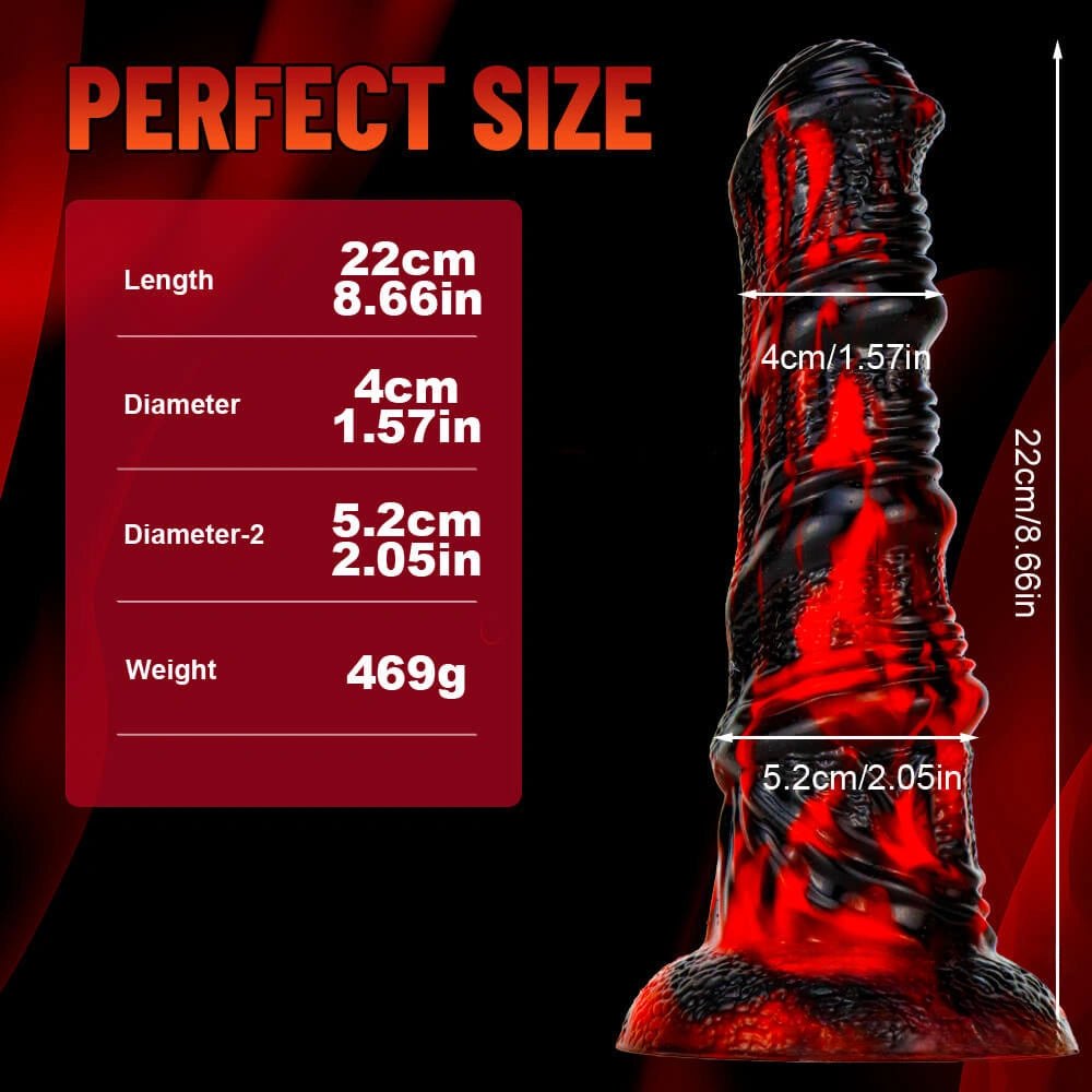 Red and black marbled horse-style dildo, photo 2