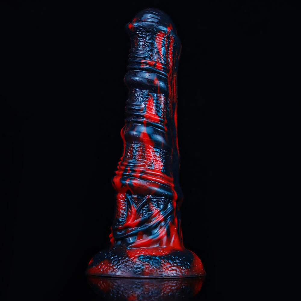 Red and black marbled horse-style dildo, photo 3