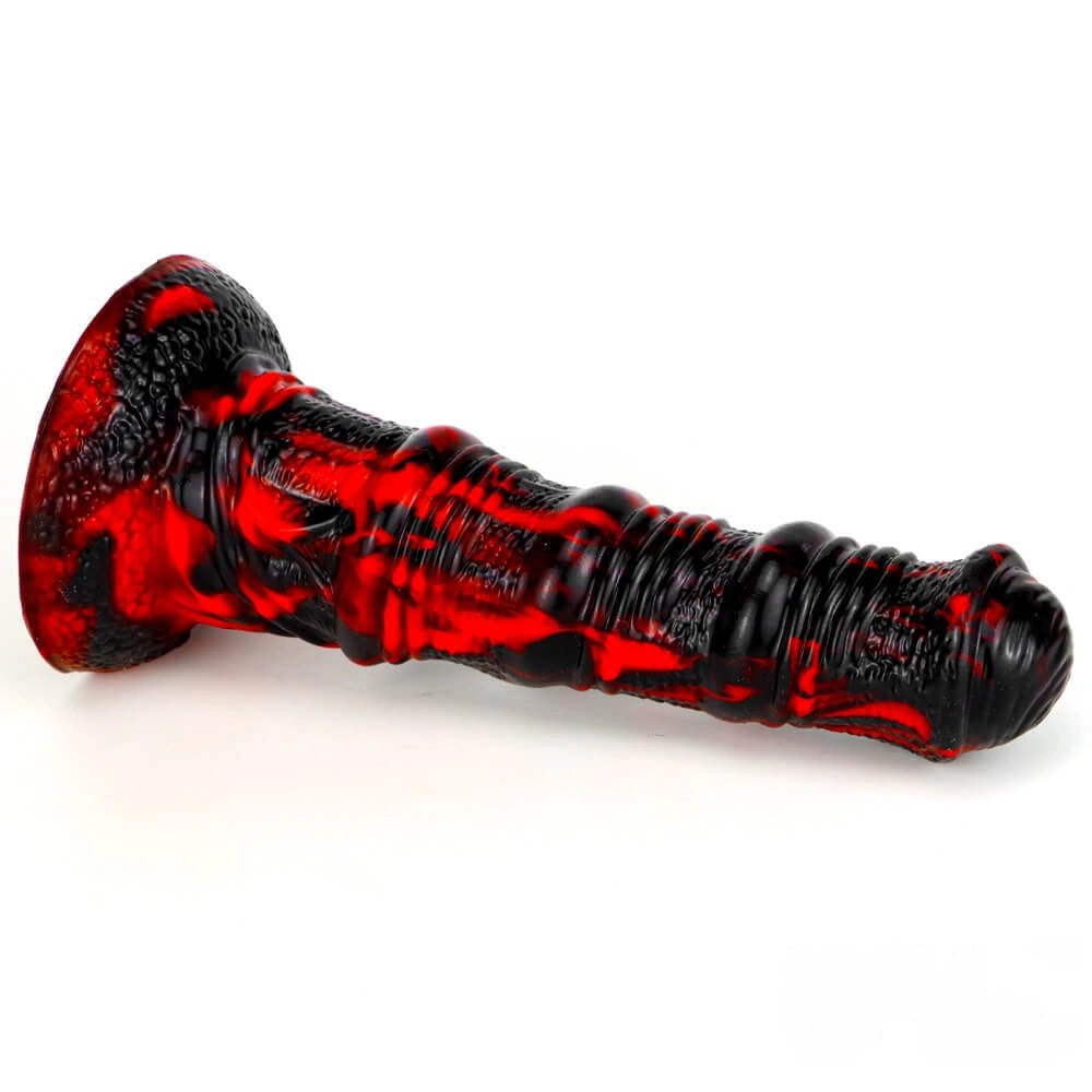 Red and black marbled horse-style dildo, photo 4