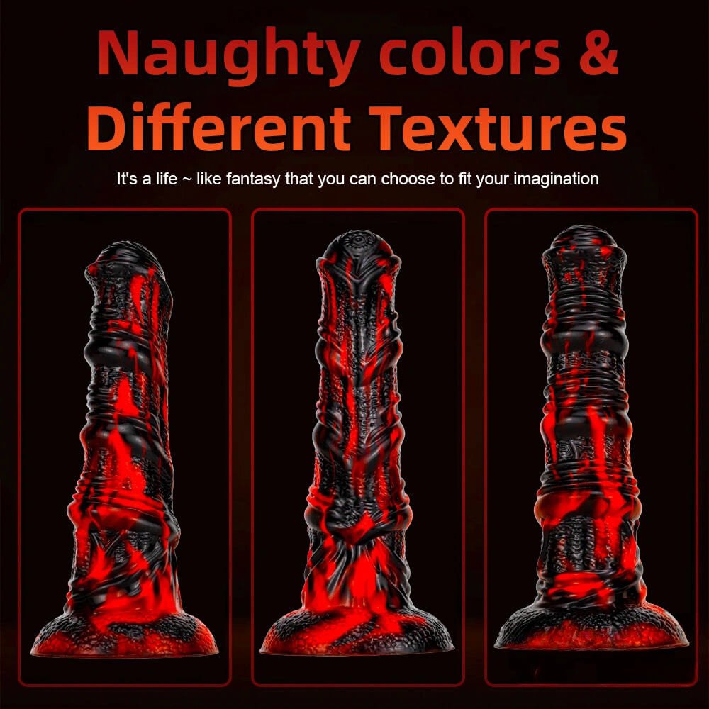 Red and black marbled horse-style dildo, photo 5