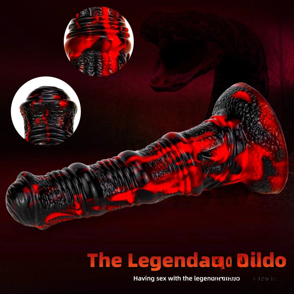 Red and black marbled horse-style dildo, photo 7