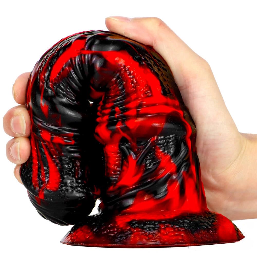 Red and black marbled horse-style dildo, photo 9