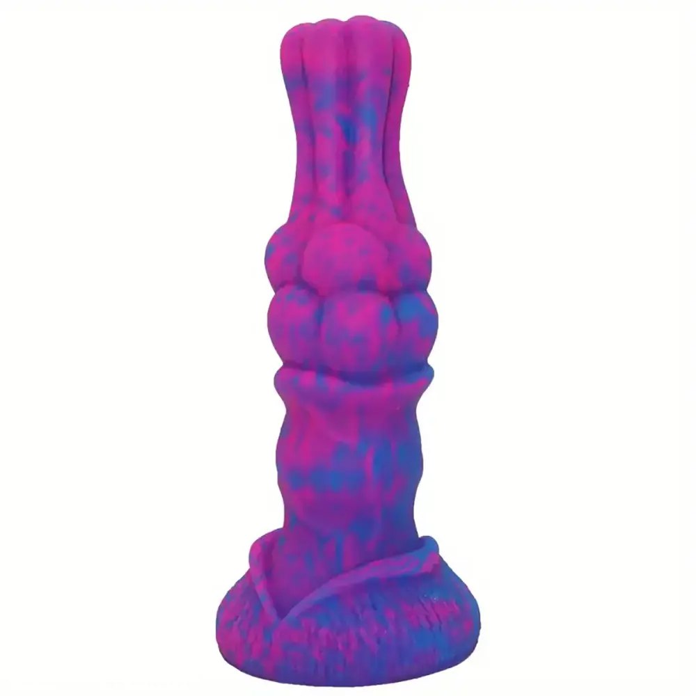 Pink and blue marbled knotted animal dildo, photo 1
