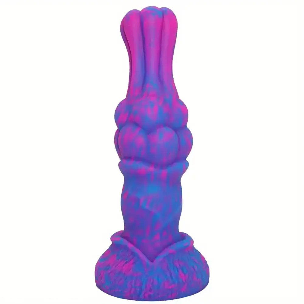 Pink and blue marbled knotted animal dildo, photo 2