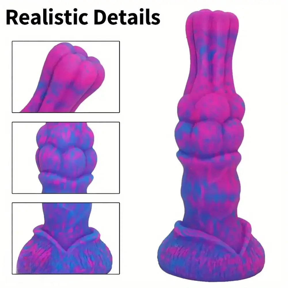 Pink and blue marbled knotted animal dildo, photo 3
