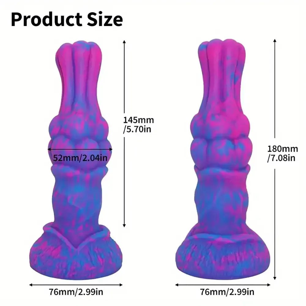 Pink and blue marbled knotted animal dildo, photo 4