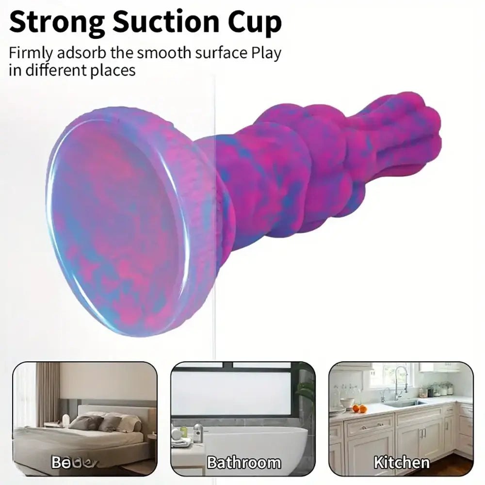 Pink and blue marbled knotted animal dildo, photo 5