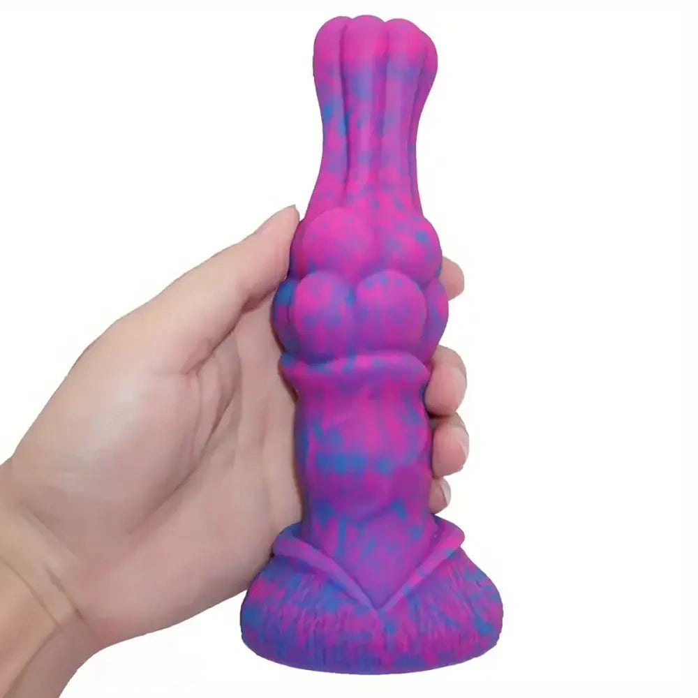 Pink and blue marbled knotted animal dildo, photo 7