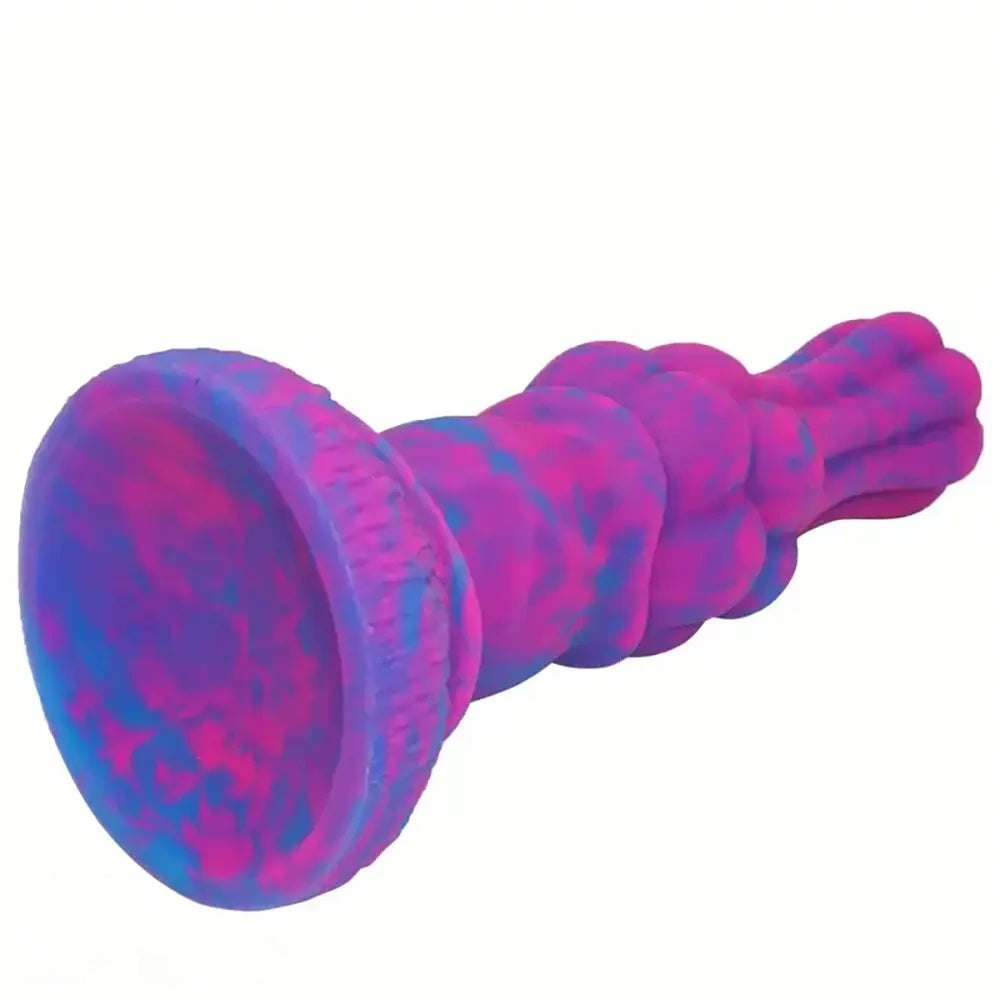 Pink and blue marbled knotted animal dildo, photo 8