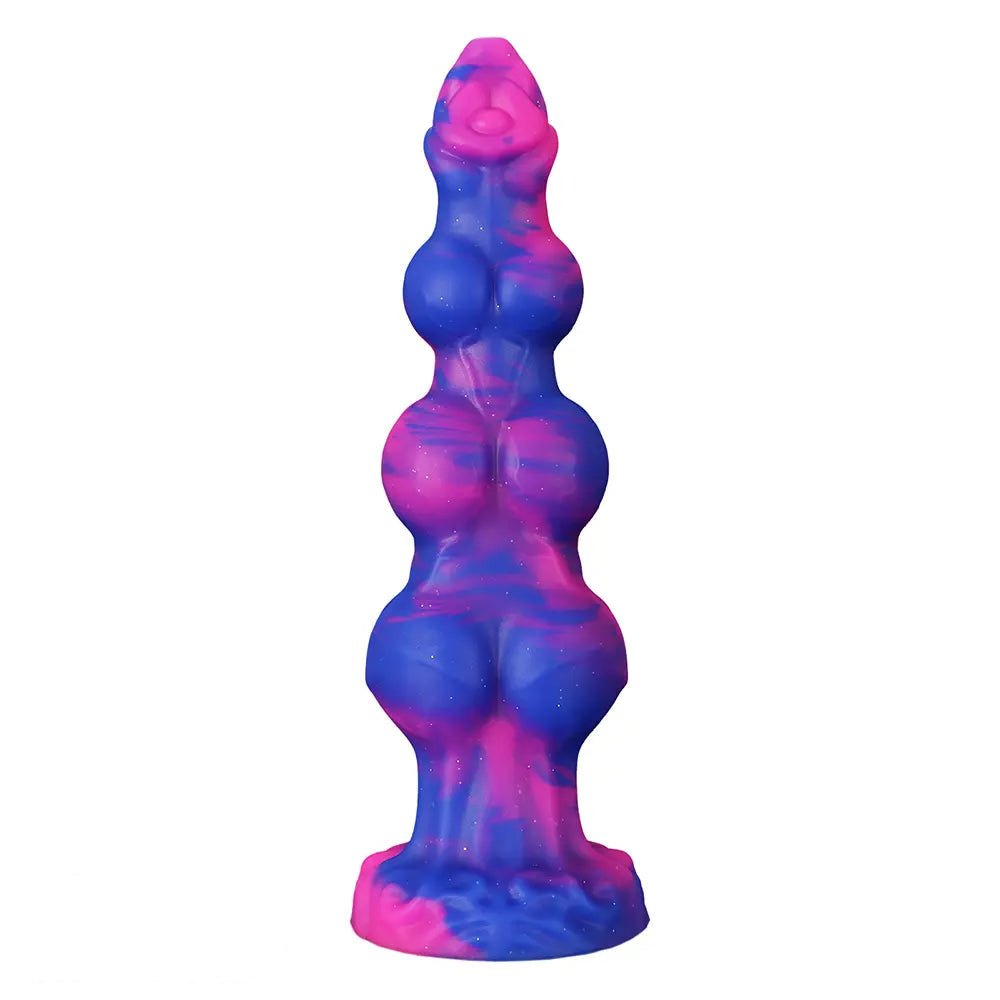 Colorful marbled knotted fantasy dildo, photo 1