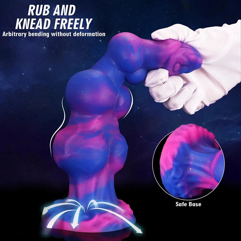 Colorful marbled knotted fantasy dildo, photo 12