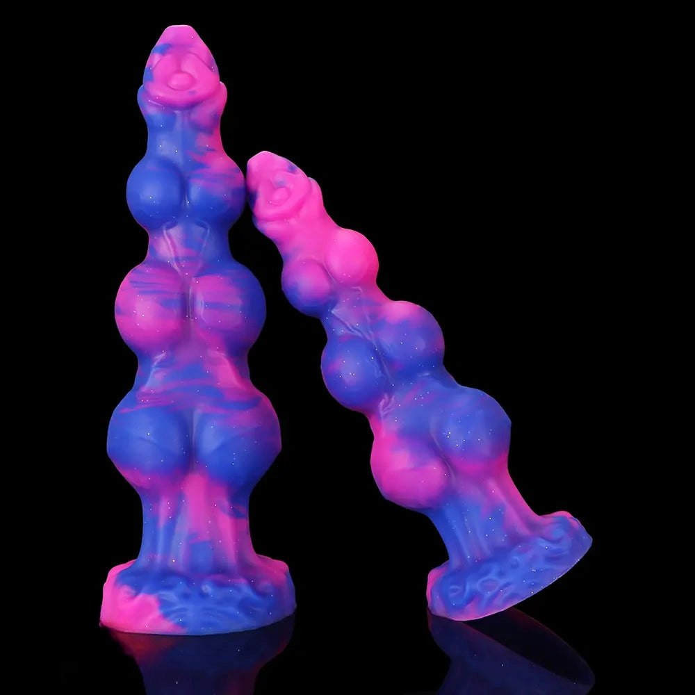 Colorful marbled knotted fantasy dildo, photo 14
