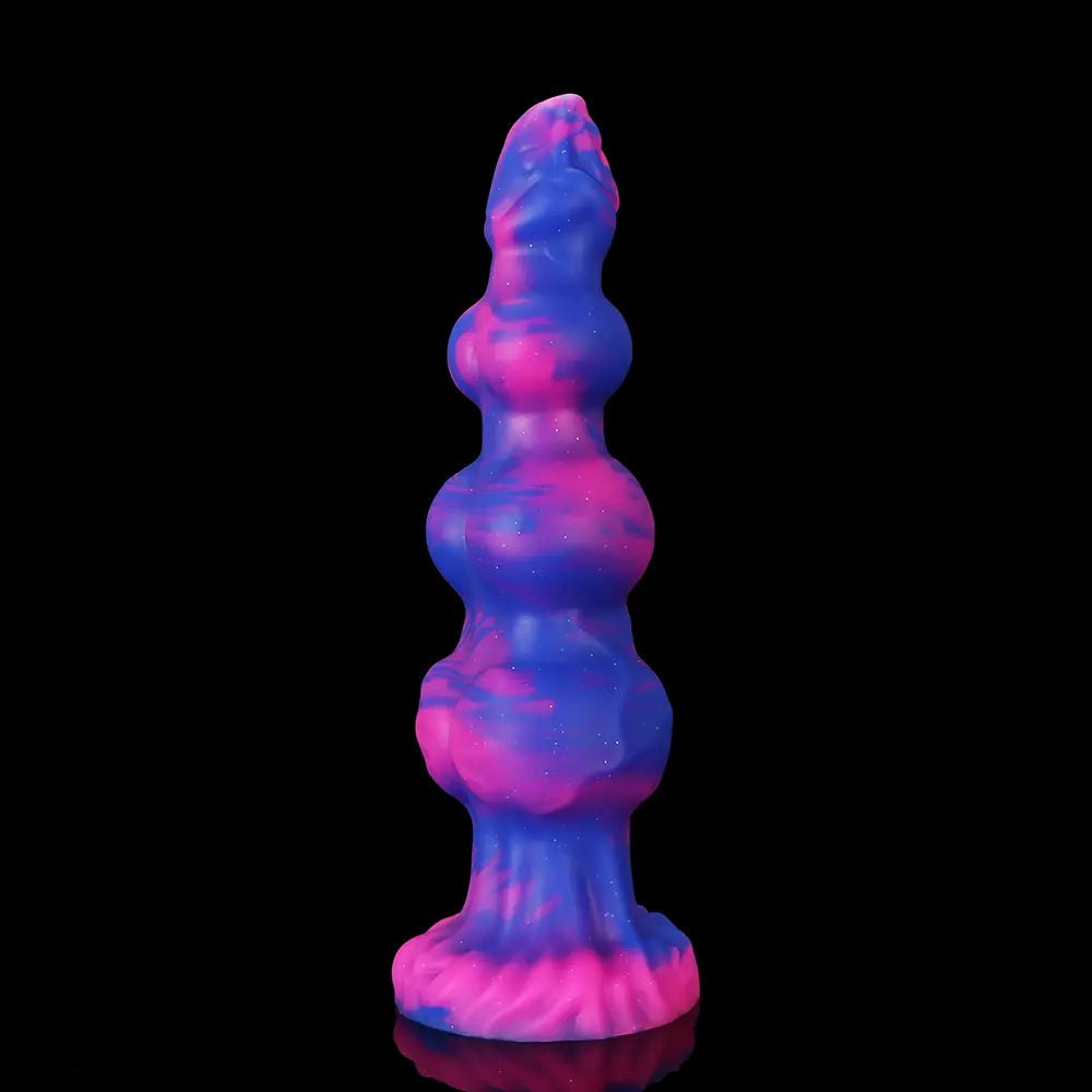 Colorful marbled knotted fantasy dildo, photo 15