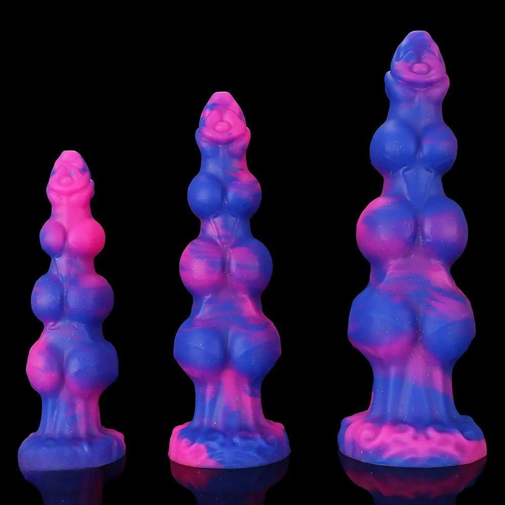 Colorful marbled knotted fantasy dildo, photo 2