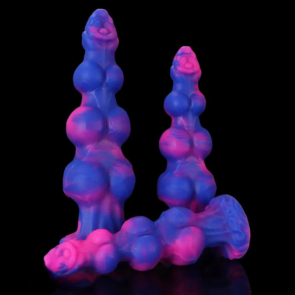 Colorful marbled knotted fantasy dildo, photo 3