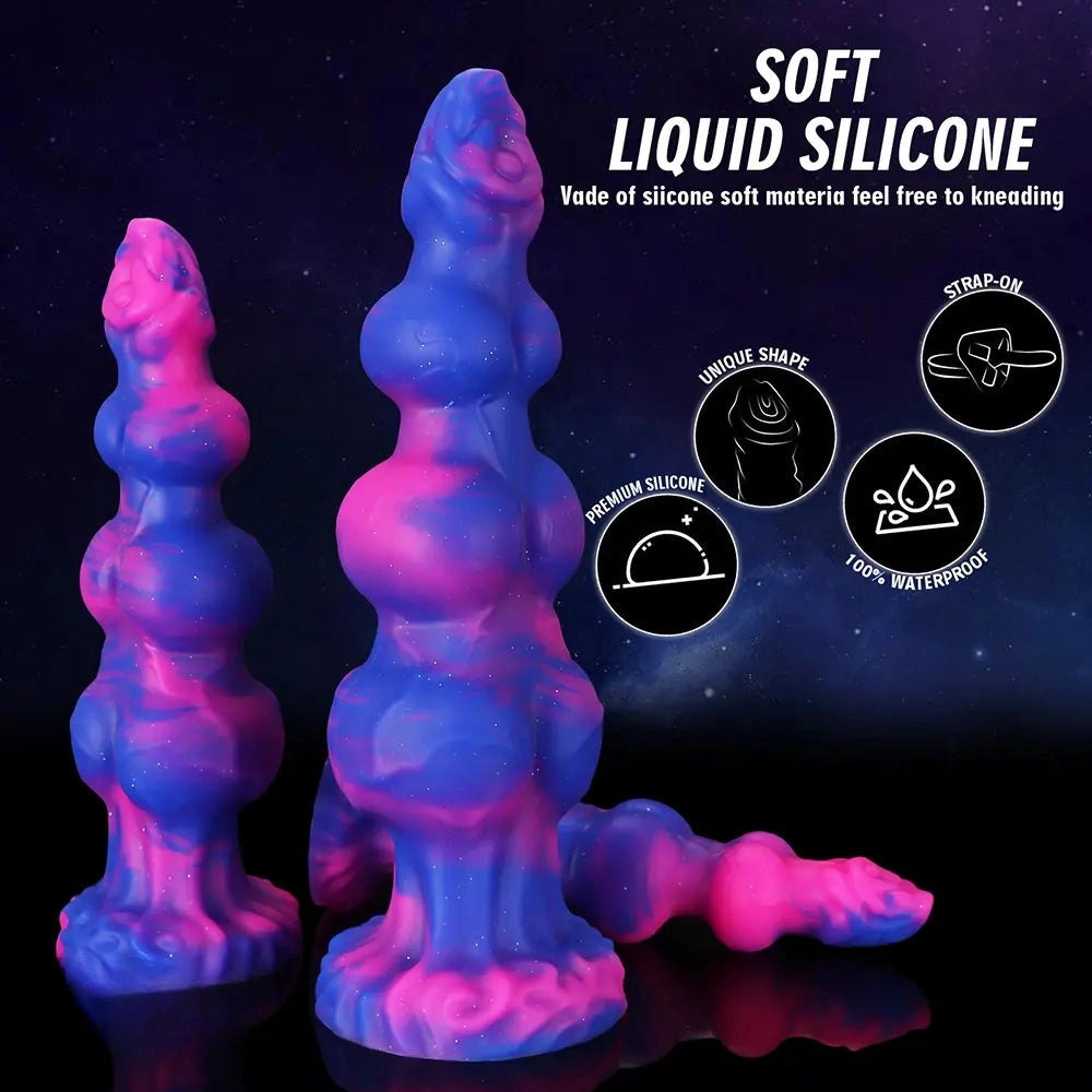 Colorful marbled knotted fantasy dildo, photo 5