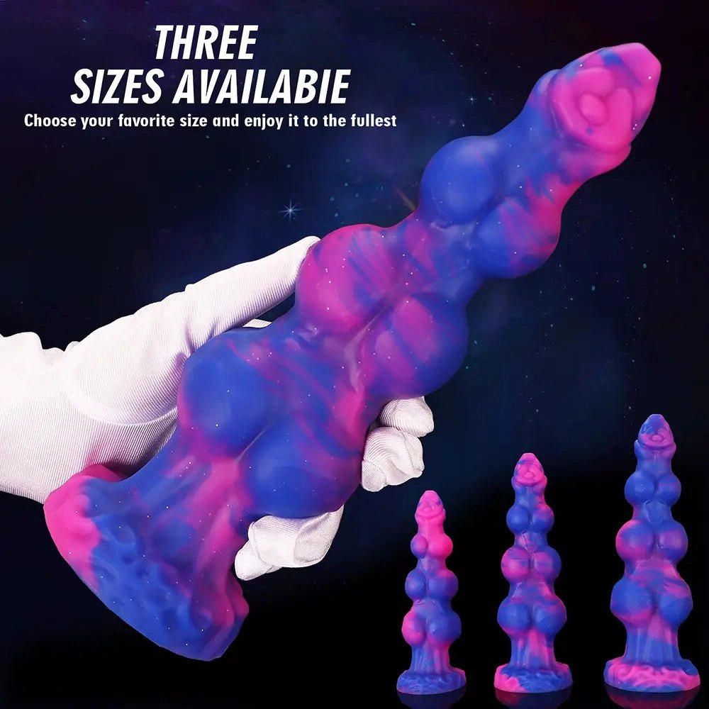 Colorful marbled knotted fantasy dildo, photo 7