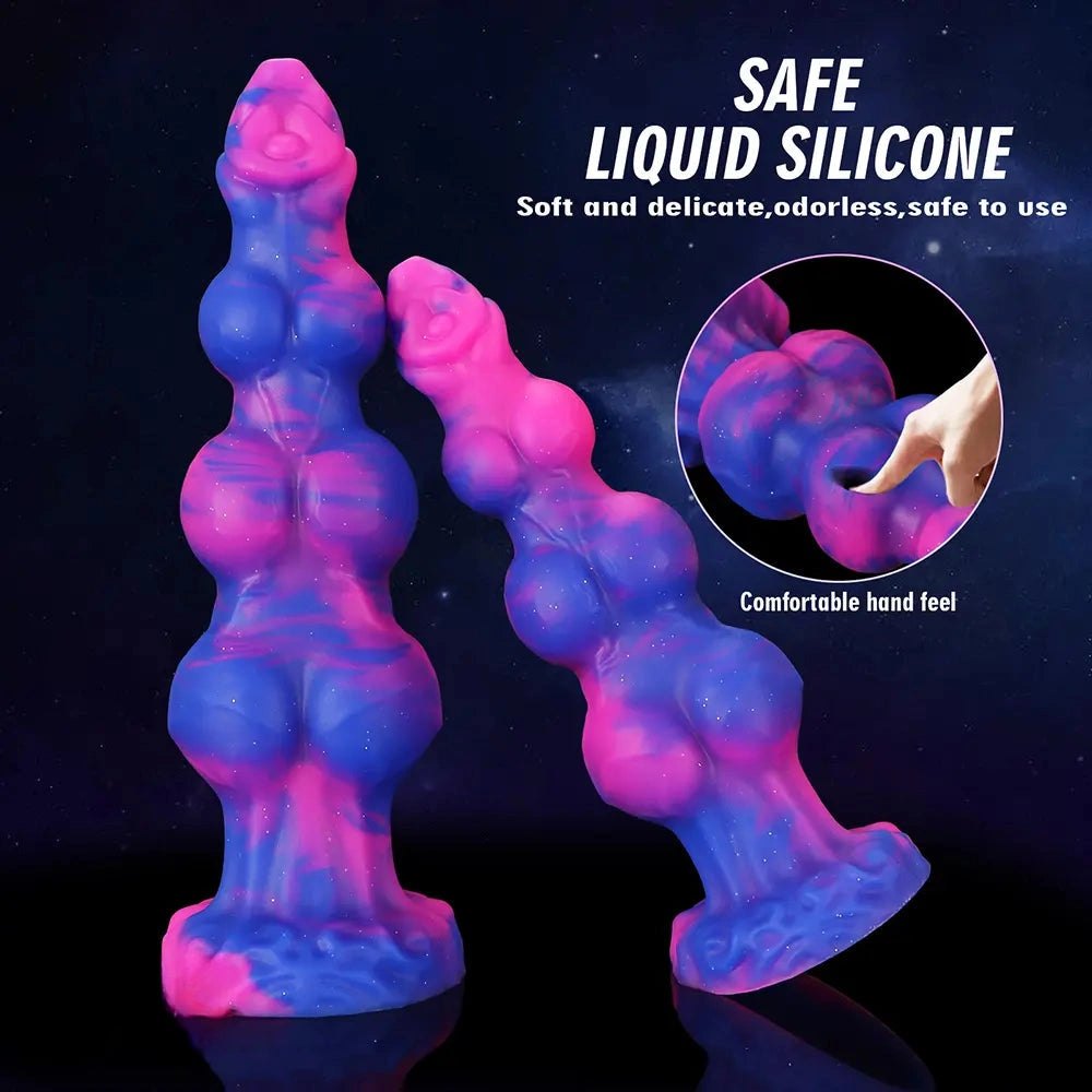 Colorful marbled knotted fantasy dildo, photo 8