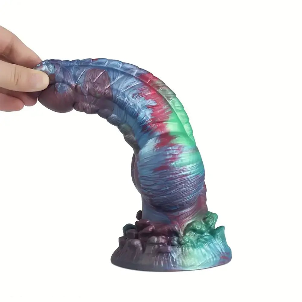 Blue green and red marbled knotted dildo, photo 10