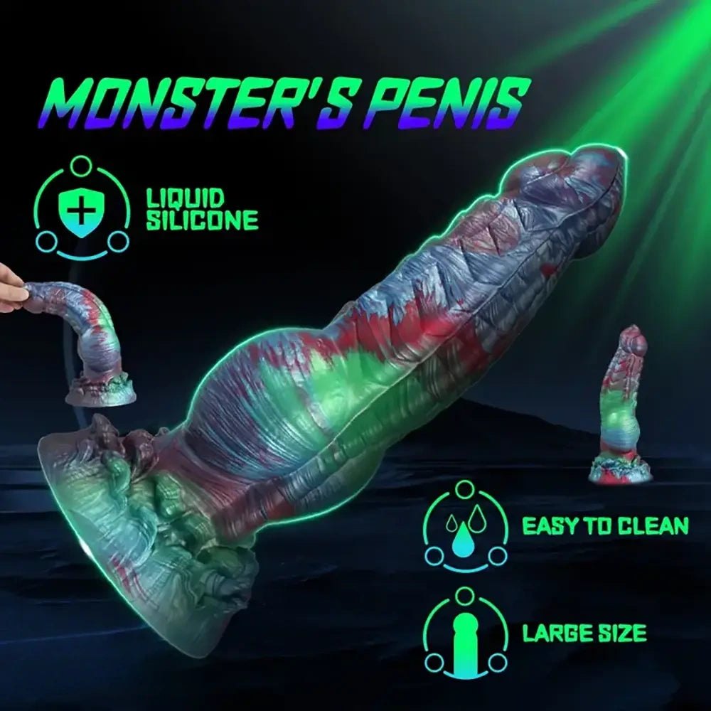 Blue green and red marbled knotted dildo, photo 4