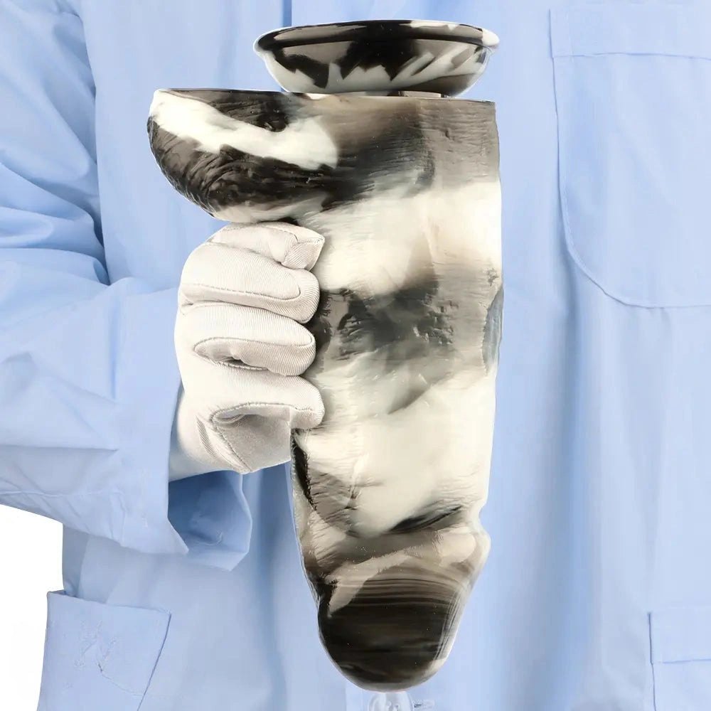 Marbled black and white large thick dildo, photo 13