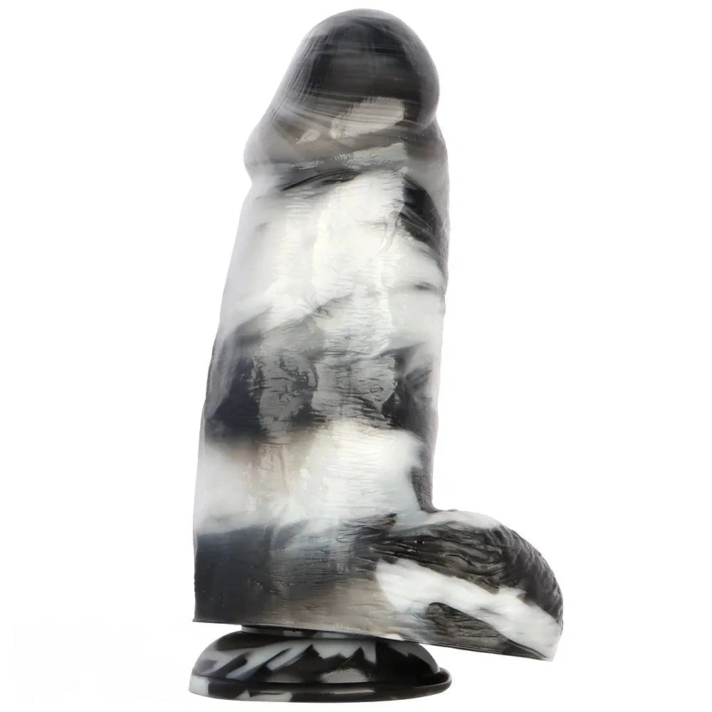 Marbled black and white large thick dildo, photo 14