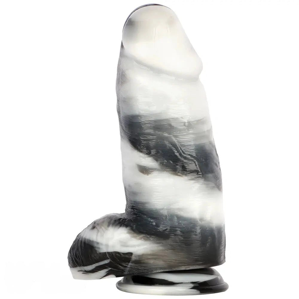 Marbled black and white large thick dildo, photo 2