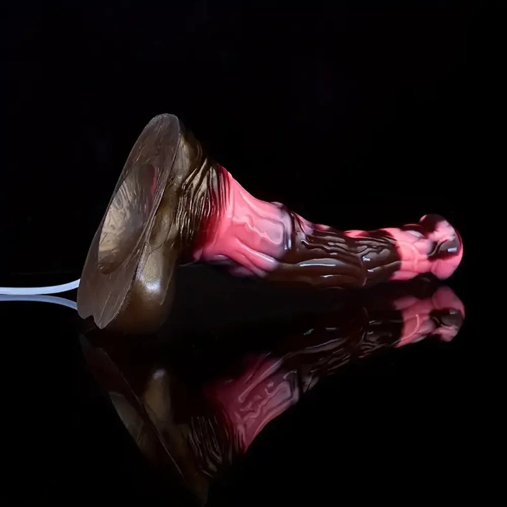 Marbled pink and brown silicone fantasy dildo, photo 10