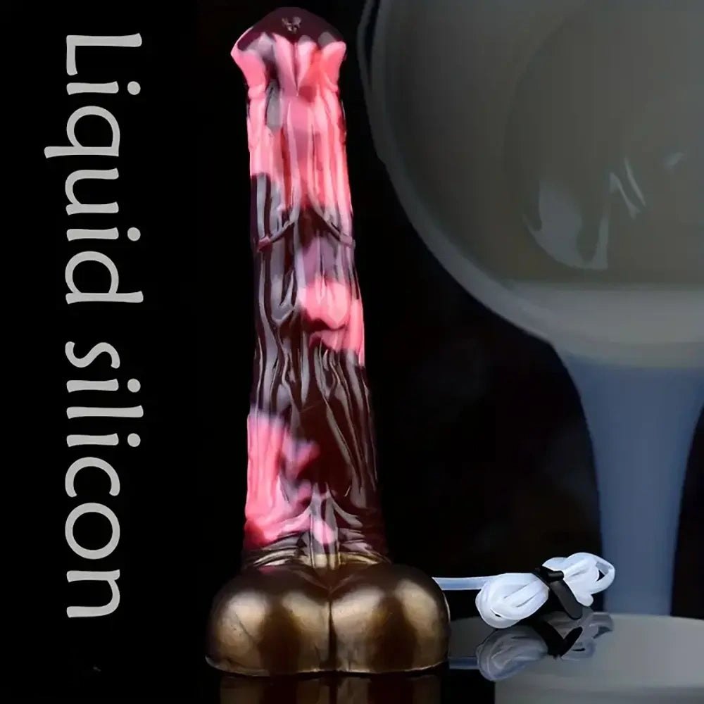Marbled pink and brown silicone fantasy dildo, photo 2