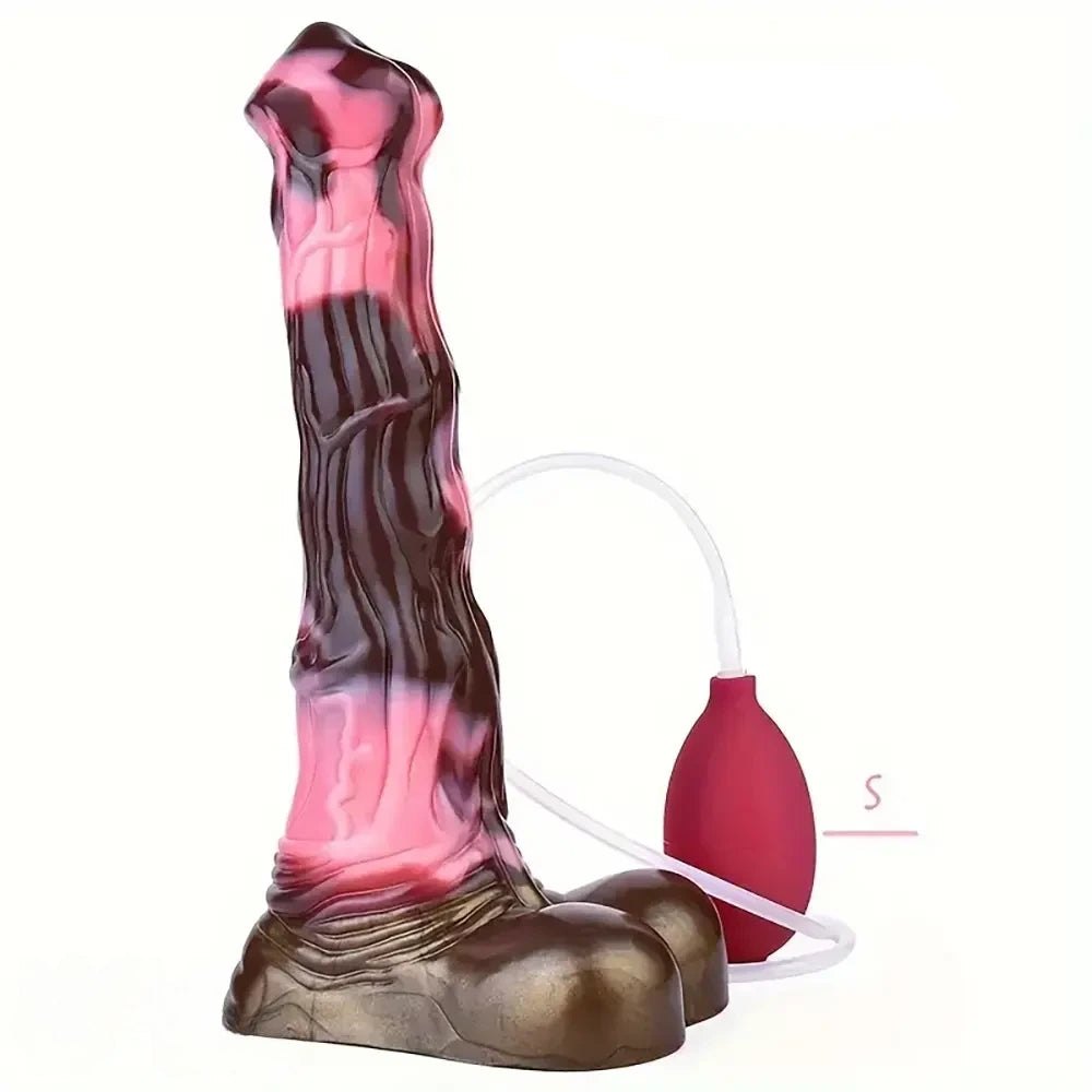 Marbled pink and brown silicone fantasy dildo, photo 3