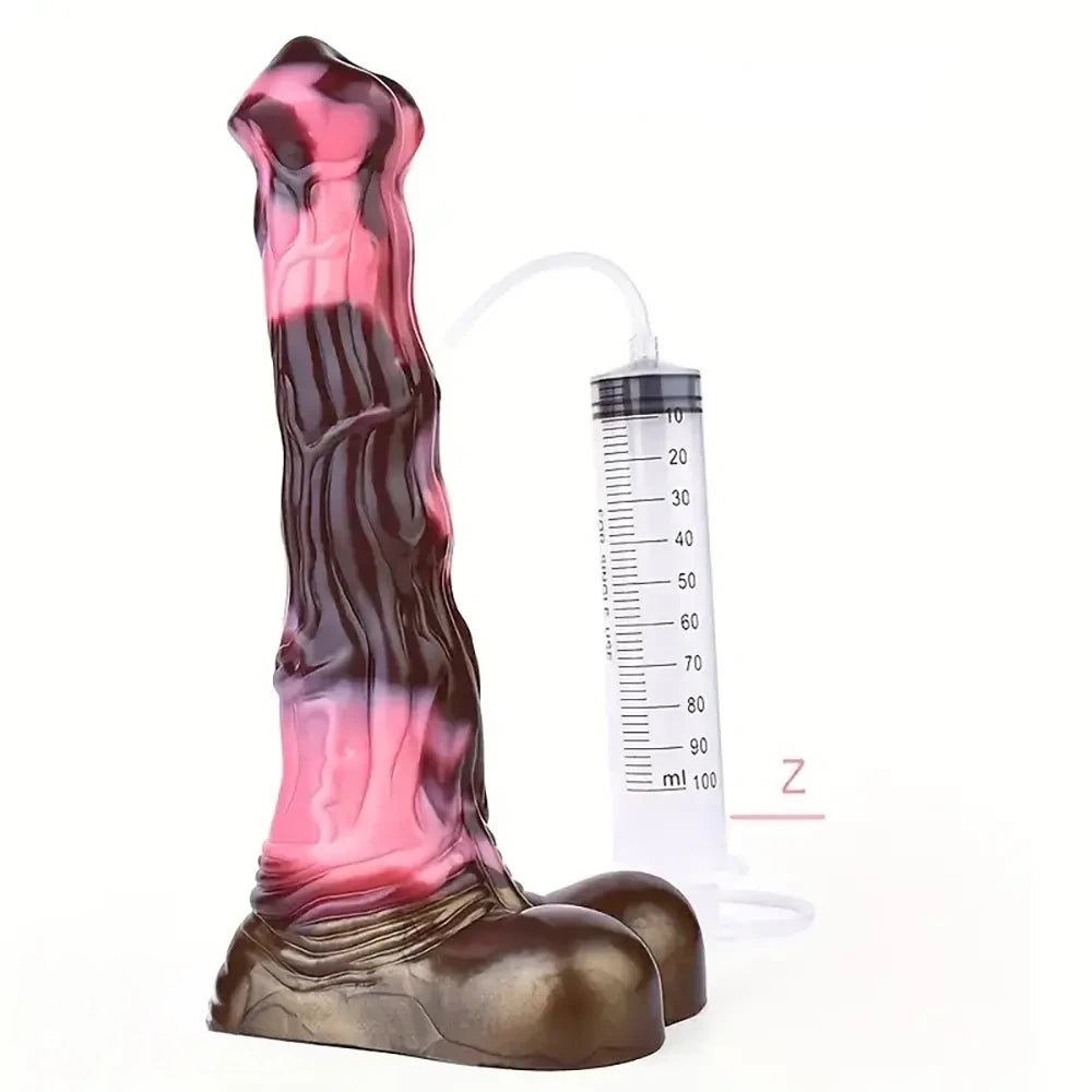 Marbled pink and brown silicone fantasy dildo, photo 5