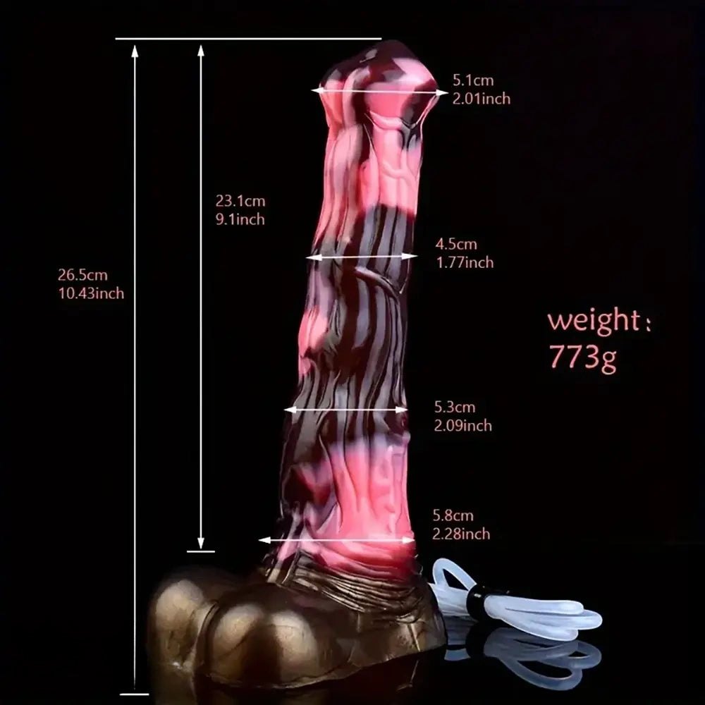 Marbled pink and brown silicone fantasy dildo, photo 6