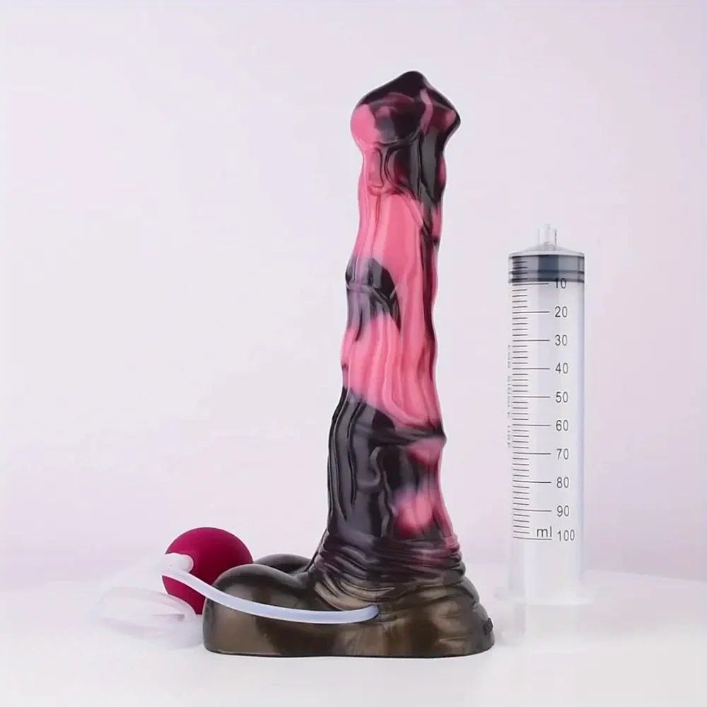 Marbled pink and brown silicone fantasy dildo, photo 7