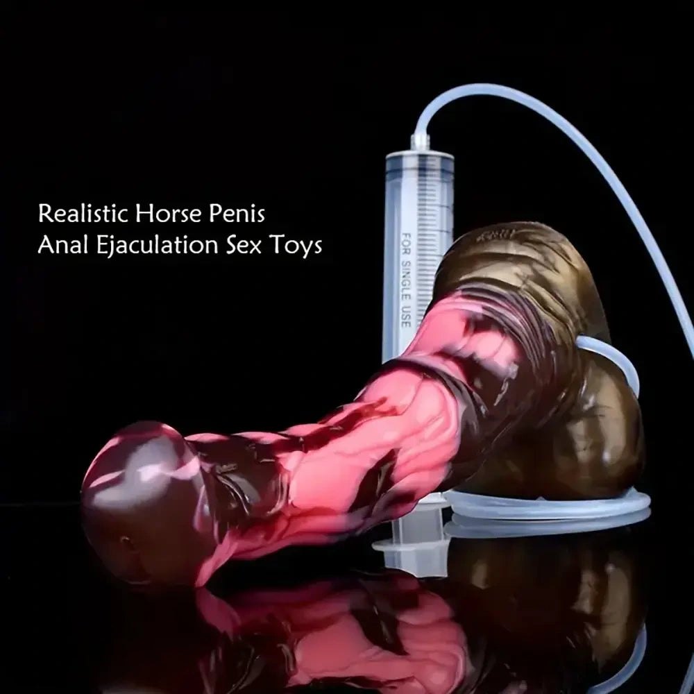 Marbled pink and brown silicone fantasy dildo, photo 8