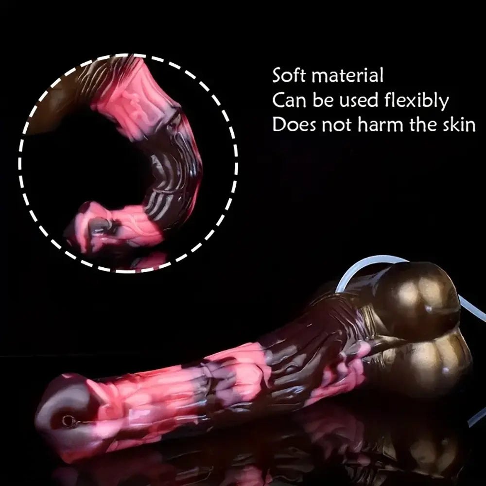 Marbled pink and brown silicone fantasy dildo, photo 9
