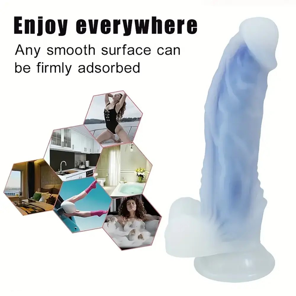 Marbled silicone realistic dildo, photo 5