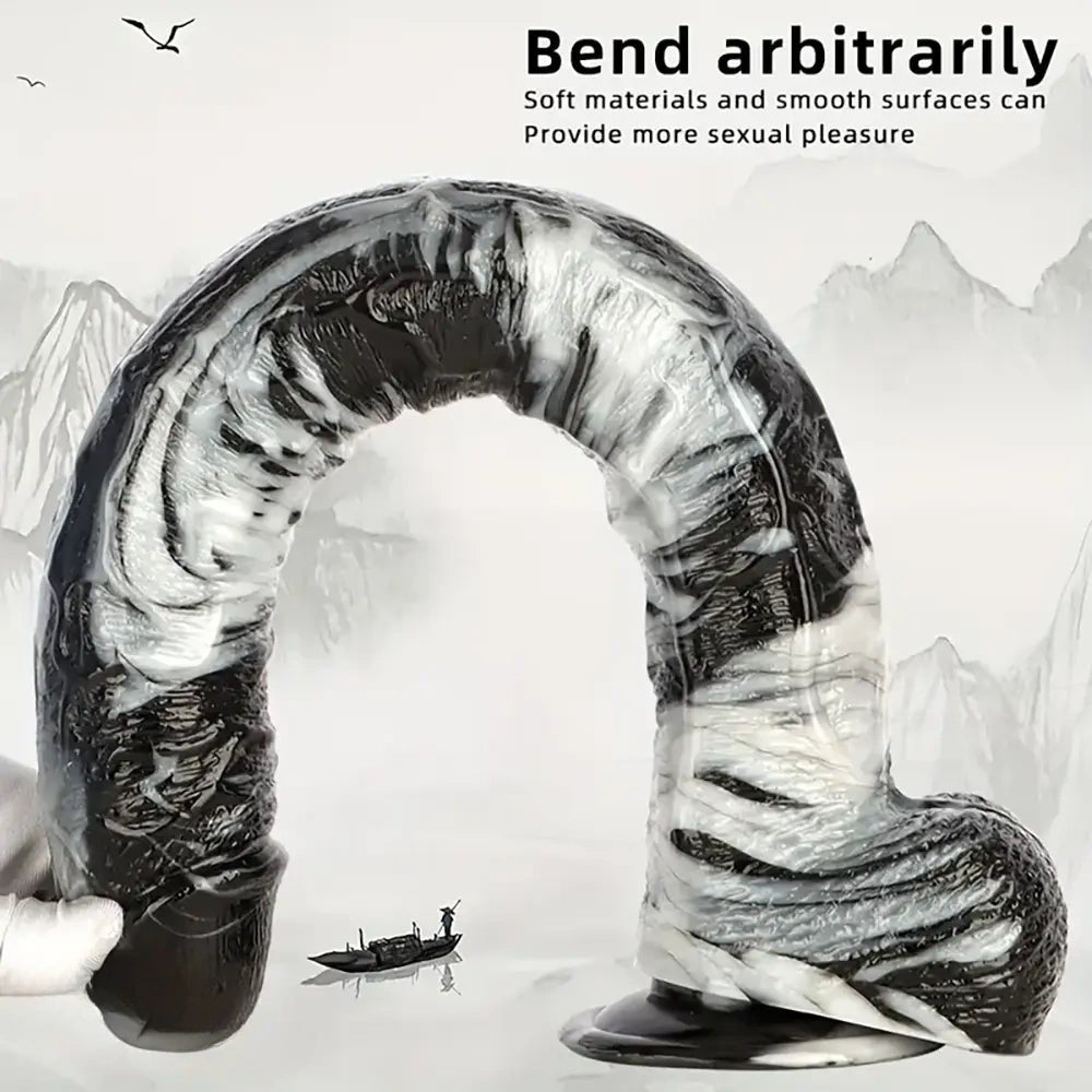 Marbled black and white pvc dildo, photo 4