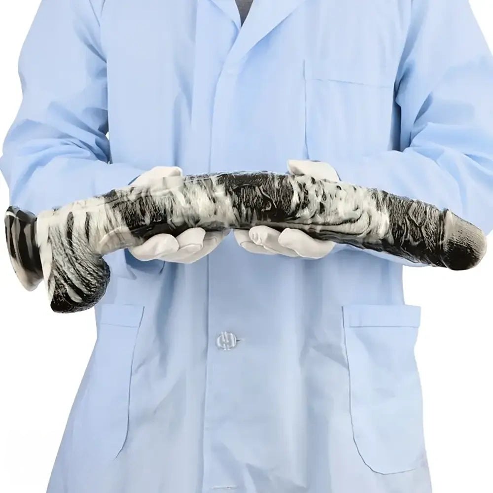 Marbled black and white pvc dildo, photo 5