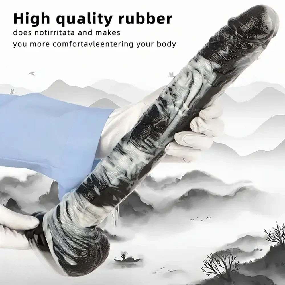 Marbled black and white pvc dildo, photo 7