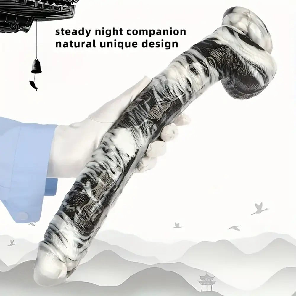 Marbled black and white pvc dildo, photo 8