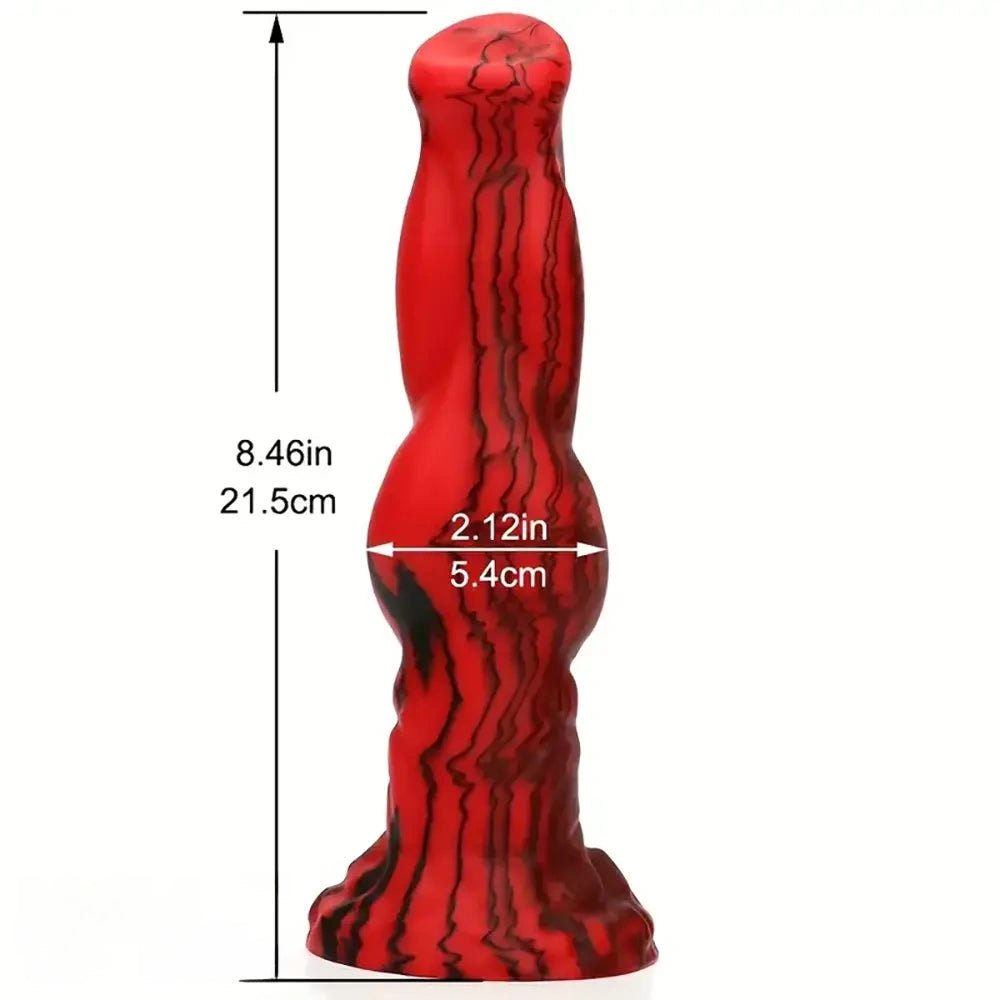 Red black marbled animal fantasy dildo, photo 3